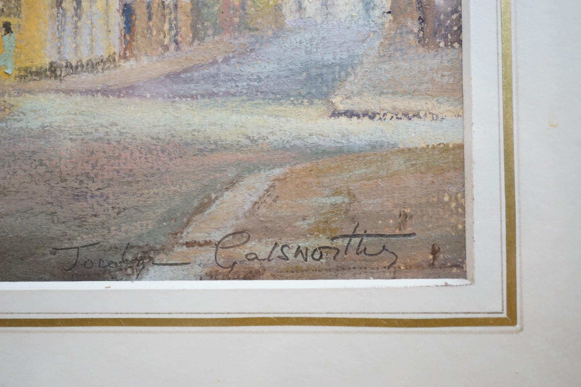 Jocelyn Galsworthy (b.1942-), pastel, London street scene, signed, 24 x 38cm. Condition - good